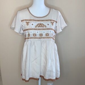 Polagram embroidered peplum top